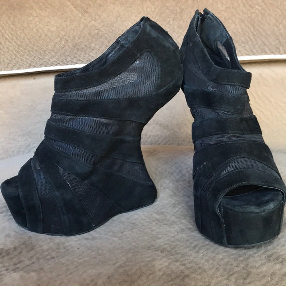 Jeffrey Campbell Shoes - Jeffrey Campbell Noon platform suede mesh Gaga fun